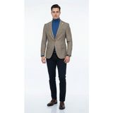 Plus Scorpion Ekoseli Slim Fit Erkek Blazer Ceket – Şık Modern Tasarım, Tek Düğmeli - 56 - 6 Drop - Camel