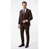 Plus Scorpion Erkek 3 Parça Slim Fit Takım Elbise –klasik Likralı Kumaş, Tek Düğme, Çift Yırtmaçlı Modern Kesim (Ceket Yelek Pantolon) - Kahverengi - 6 Drop - 52