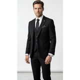 Plus Scorpion Erkek 3 Parça Slim Fit Takım Elbise –klasik Likralı Kumaş, Tek Düğme, Çift Yırtmaçlı Modern Kesim (Ceket Yelek Pantolon) - Siyah - 6 Drop - 48
