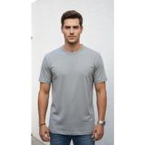 Plus Scorpion Erkek Basic Tişört Likrasız Pamuklu Regular Fit Bisiklet Yaka - Gri
