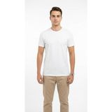Plus Scorpion Erkek Basic Tişört Slim Fit Bisiklet Yaka Pamuk Likralı Günlük Kullanım - Beyaz - 2XL