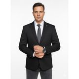 Plus Scorpion Erkek Bej Slim Fit Blazer Ceket – Çizgili Dokulu Kumaş – Çift Düğmeli - 6 Drop - Siyah - 54