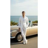 Plus Scorpion Erkek Blazer Ceket Slim Fit Yazlık Pamuk Likra Yarım Astarlı - 46 - 6 Drop - Beyaz