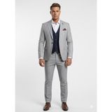 Plus Scorpion Erkek Çizgili Takım Elbise 3’lü Set – Ceket + Yelek + Pantolon – Slim Fit Italyan Tarz - Gri - 6 Drop - 48