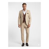 Plus Scorpion Erkek Çizgili Takım Elbise 3’lü Set – Ceket + Yelek + Pantolon – Slim Fit İtalyan Tarz