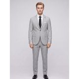 Plus Scorpion Erkek Çizgili Takım Elbise – Slim Fit Modern Kesim Şık Klasik Ceket Pantolon Takım - Gri - 6 Drop - 46