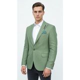 Plus Scorpion Erkek Dokulu Kumaş Slim Fit Blazer Ceket – Şık Modern Kesim Tek Düğmeli - 46 - 6 Drop - Yeşil