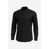 Plus Scorpion Erkek Hakim Yaka Slim Fit Gömlek – Şık, Modern, Uzun Kollu, Düz Model - Siyah