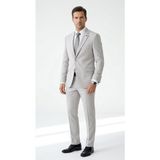 Plus Scorpion Erkek Klasik 2’li Takım Elbise 2 Düğmeli Slim Fit Esnek Kumaş Çift Yırtmaçlı 7 Drop - Taş - 46
