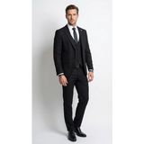 Plus Scorpion Erkek Klasik Slim Fit Armürlü Kumaş Tek Düğmeli Çift Yırtmaçlı Klasik Yaka Takım Elbise 7 Drop - Siyah - 7 Drop - 60