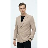 Plus Scorpion Erkek Kruvaze Blazer Ceket - Slim Fit Modern Kesim, Premium Dokulu Şık Klasik Ceket (Bej, 48)