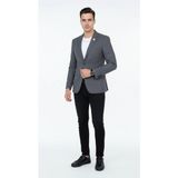 Plus Scorpion Erkek Mono Yaka Tek Düğmeli Çift Yırtmaçlı Blazer Ceket – Premium Dokuma Kumaş, 8 Renk - 48 - 6 Drop - Gri
