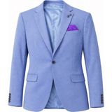 Plus Scorpion Erkek Pamuklu Penye Likralı Tek Düğmeli Çift Yırtmaçlı Blazer Ceket - 52 - 6 Drop - Mavi
