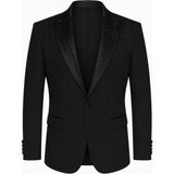 Plus Scorpion Erkek Siyah Taş Detaylı Saten Yaka Blazer Ceket – Özel Tasarım Şık Damatlık & Gece Kombini - 6 Drop - 56