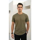 Plus Scorpion Erkek Slim Fit Basic Tişört – Esnek, Terletmeyen Pike Dokulu Kumaş - Haki - XL