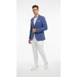 Plus Scorpion Erkek Slim Fit Blazer Ceket Tek Düğmeli Çift Yırtmaçlı Torba Cepli Yarım Astarlı - 48 - 6 Drop - Saks