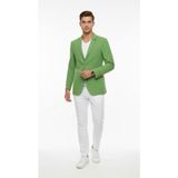 Plus Scorpion Erkek Slim Fit Blazer Ceket Tek Düğmeli Çift Yırtmaçlı Torba Cepli Yarım Astarlı - 50 - 6 Drop - Yeşil