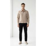 Plus Scorpion Erkek Slim Fit Bomber Fermuarlı Mont Ceket Esnek Kumaş Günlük Şık Casual Ceket - Bej - XL
