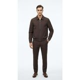 Plus Scorpion Erkek Slim Fit Bomber Fermuarlı Mont Ceket Esnek Kumaş Günlük Şık Casual Ceket - Kahverengi