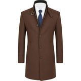 Plus Scorpion Erkek Slim Fit Kaşe Kaban – Çıkarılabilir Ribanalı Fermuarlı Yaka, S–xxl - Kahve
