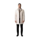 Plus Scorpion Erkek Slim Fit Kaşe Kaban – Çıkarılabilir Ribanalı Fermuarlı Yaka, S–XXL, Krem, L