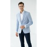 Plus Scorpion Erkek Slim Fit Mavi Kolu Yamalı Blazer Ceket - Pamuklu, Dirsek Yamalı Casual Ceket (Bebe Mavi, 50)