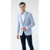 Plus Scorpion Erkek Slim Fit Mavi Kolu Yamalı Blazer Ceket - Pamuklu, Dirsek Yamalı Casual Ceket (Bebe Mavi, 62)