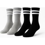 Plus Scorpion Erkek Spor Çorap 2’lü Set – Pamuklu, Esnek, Çizgili Model (Siyah Gri) - Gri - Siyah - 40 - 44