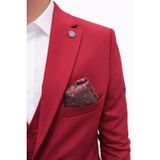 Plus Scorpion Erkek Takım Elbise - 3 Parça Slim Fit Yelekli Set - Likralı Kumaş Tek Düğme Çift Yırtmaçlı Modern Kesim (Bordo, 54)