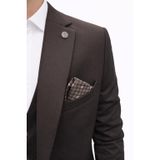 Plus Scorpion Erkek Takım Elbise - 3 Parça Slim Fit Yelekli Set - Likralı Kumaş Tek Düğme Çift Yırtmaçlı Modern Kesim (Kahverengi, 54)
