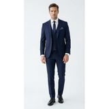 Plus Scorpion Erkek Takım Elbise - 3 Parça Slim Fit Yelekli Set - Likralı Kumaş Tek Düğme Çift Yırtmaçlı Modern Kesim (Lacivert, 58)