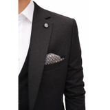 Plus Scorpion Erkek Takım Elbise - 3 Parça Slim Fit Yelekli Set - Likralı Kumaş Tek Düğme Çift Yırtmaçlı Modern Kesim (Siyah, 54)