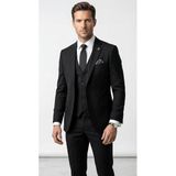 Plus Scorpion Erkek Takım Elbise - 3 Parça Slim Fit Yelekli Set - Likralı Kumaş Tek Düğme Çift Yırtmaçlı Modern Kesim (Siyah, 60)