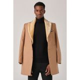 Plus Scorpion Erkek Uzun Kaşe Kaban – Çıkartılabilir Kürk Yaka, Astarlı ve Cepli Slim Fit Mont (Bej, Gri, Siyah, Taba)