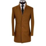 Plus Scorpion Erkek Uzun Kaşe Kaban – Italyan Kesim Slim Fit Şık Model - XL - Taba