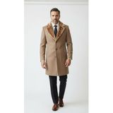 Plus Scorpion Erkek Uzun Kaşe Kaban Palto Mont Çıkartılabilir Kürk Yaka Astarlı Cepli Slim Fit, XL, Uzun Kaşe Kaban, Vizon, Erkek