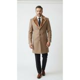 Plus Scorpion Erkek Uzun Kaşe Kaban Palto Mont– Çıkartılabilir Kürk Yaka, Astarlı ve Cepli Slim Fit
