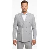 Plus Scorpion Gri Kruvaze Italyan Kesim Erkek Takım Elbise – Slim Fit Modern Mikro Desen Kumaş - 6 Drop - 46