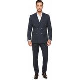 Plus Scorpion Italyan Kesim Lacivert Kruvaze Takım Elbise – Modern Slim Fit – Çizgili Kumaş Detaylı - 6 Drop - 48