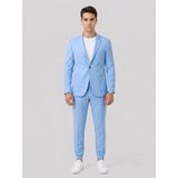Plus Scorpion Pike Kumaş Jogger Pantolonlu Erkek Takım Elbise – Torba Cepli Tek Düğme Slim Fit Kombin - Bebe Mavisi - 6 Drop - 52