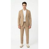 Plus Scorpion Pike Kumaş Jogger Pantolonlu Erkek Takım Elbise – Torba Cepli Tek Düğme Slim Fit Kombin - Bej - 6 Drop - 52