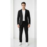 Plus Scorpion Pike Kumaş Jogger Pantolonlu Erkek Takım Elbise – Torba Cepli Tek Düğme Slim Fit Kombin - Siyah - 6 Drop - 54