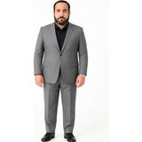 Plus Scorpion Rkek Takım Elbise 4 Drop – Poliviskon Kumaş, Kısa ve Şişman Erkekler Için Rahat Kalıp - Gri - 54
