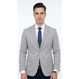 Plus Scorpion Slim Fit Mikro Desenli Erkek Ceket Yazlık Pike Kumaş Çift Yırtmaç Blazer - 48 - 6 Drop - Gri