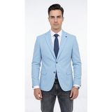 Plus Scorpion Slim Fit Mikro Desenli Erkek Ceket Yazlık Pike Kumaş Çift Yırtmaç Blazer - 54 - 6 Drop - Mavi