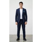 Plus Scorpion TK6891 Erkek Yazlık Dokulu Kumaş Tek Düğme Ceketli Jogger Pantolonlu Takım Elbise Slim Fit Spor Şık Kombin - Lacivert - 6 Drop - 52