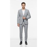 Plus Scorpion TK6895 Erkek Slim Fit Mikro Desenli Takım Elbise 2 Düğmeli Çift Yırtmaçlı Modern Ceket Pantolon Takım - Gri - 6 Drop - 52