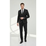 Plus Scorpion TK6895 Erkek Slim Fit Mikro Desenli Takım Elbise 2 Düğmeli Çift Yırtmaçlı Modern Ceket Pantolon Takım - Siyah - 6 Drop - 50