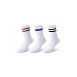 Plus Scorpion Unisex Beyaz Tenis Çorabı | Çizgili, Pamuklu Uzun Spor Çorabı - Beyaz 40-44