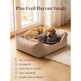Plus Silinebilir Kedi Köpek Yatağı, Koltuk Kumaşı, Çıkartılabilir Minder, Bej, Xl